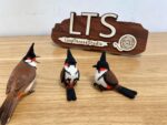 Realistic Red-whiskered Bulbul Figurine, Handmade Crochet Bird Plush, Unique Nature Lover Gift, Desktop Decor
