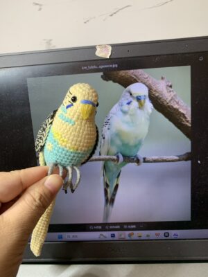 Custom Crochet Budgie Keychain with Bell, Realistic Parakeet Plush, Personalized Pet Portrait, Small & Large