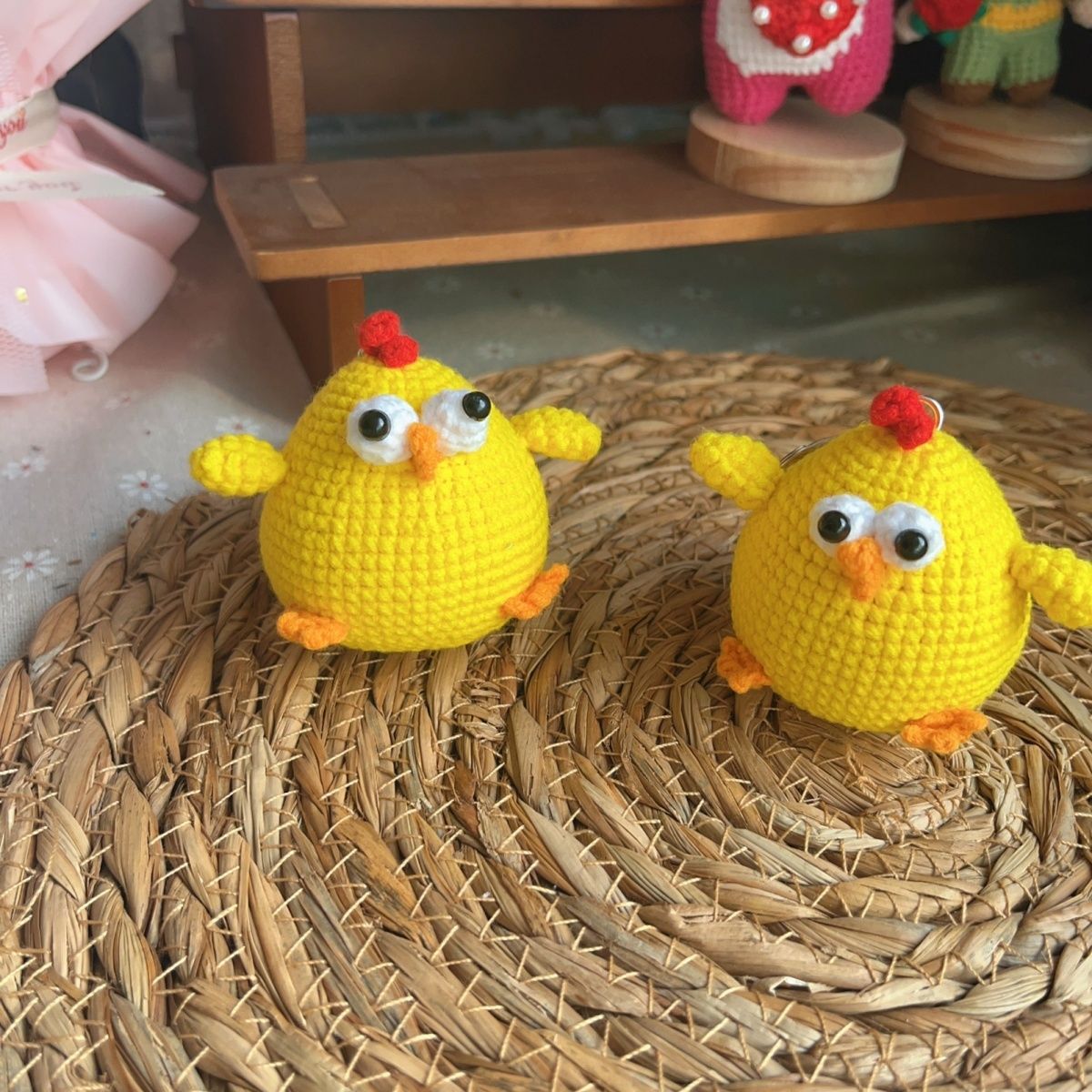 Handmade Amigurumi Chicken Keychain – Cute Yellow Crochet Chick Charm with Metal Keyring, Fun Gift for Kids & Animal Lovers - Image 4