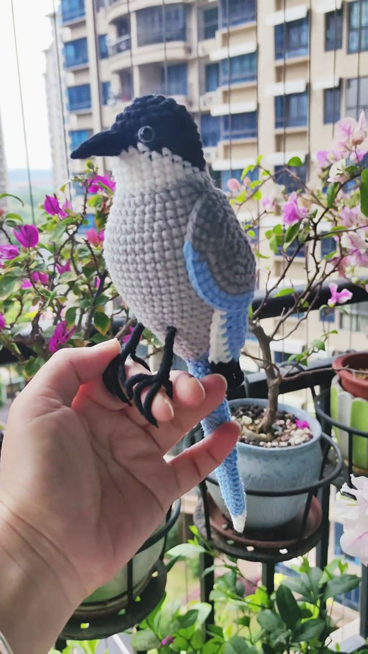 Custom Crochet Magpie Figurine, Realistic Bird Plush, Handmade Nature Lover Gift, Unique Desktop Decor - Image 3