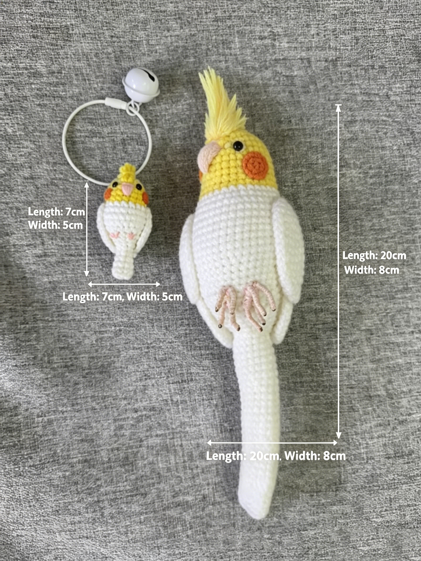 Custom Crochet Parakeet Keychain, Handmade Budgie Bird with Bell, Personalized Pet Keepsake - Image 16