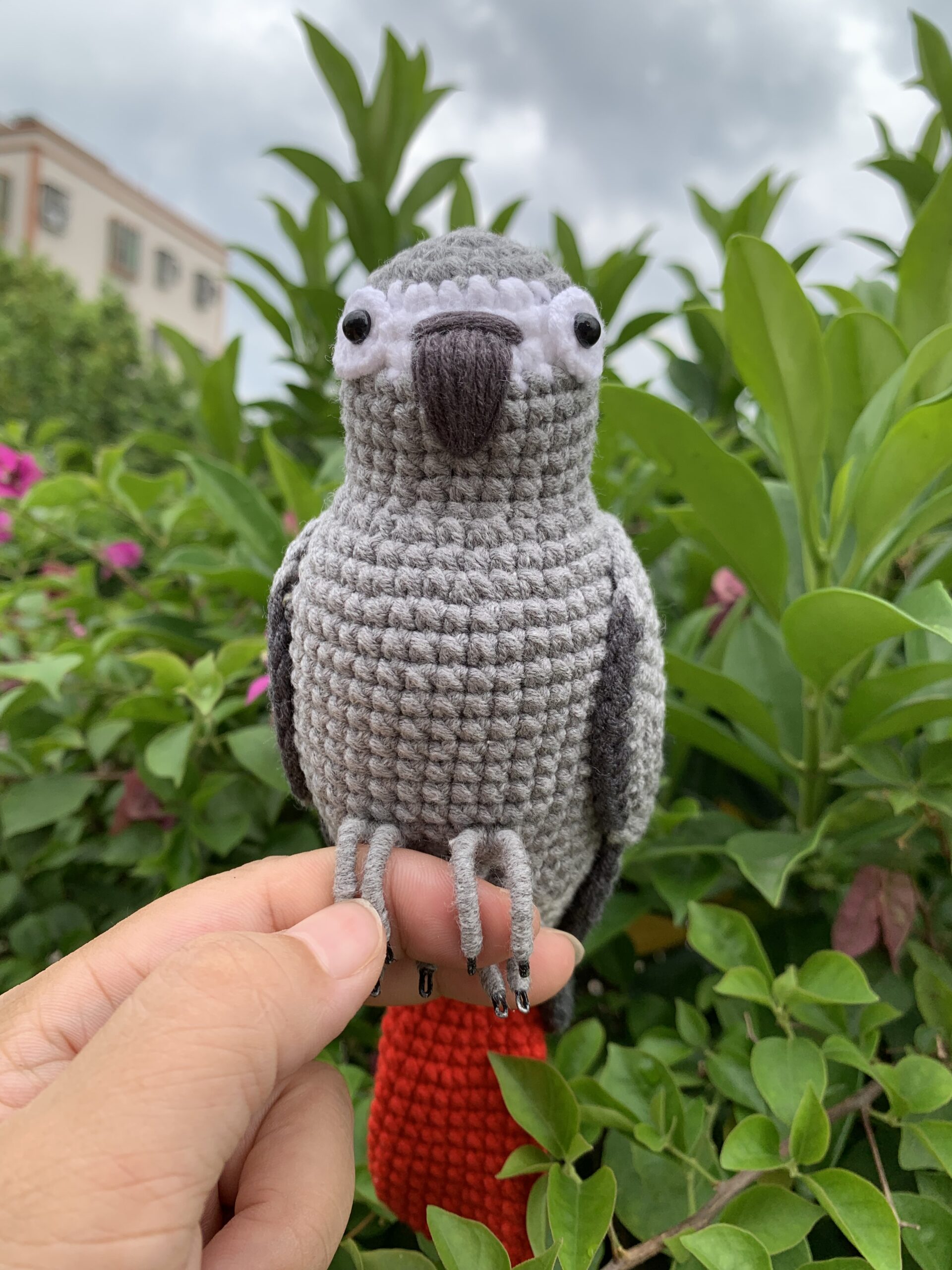 Custom African Grey Parrot Replica – Handmade Crochet Portrait from Photo, Small & Large Sizes - Image 6