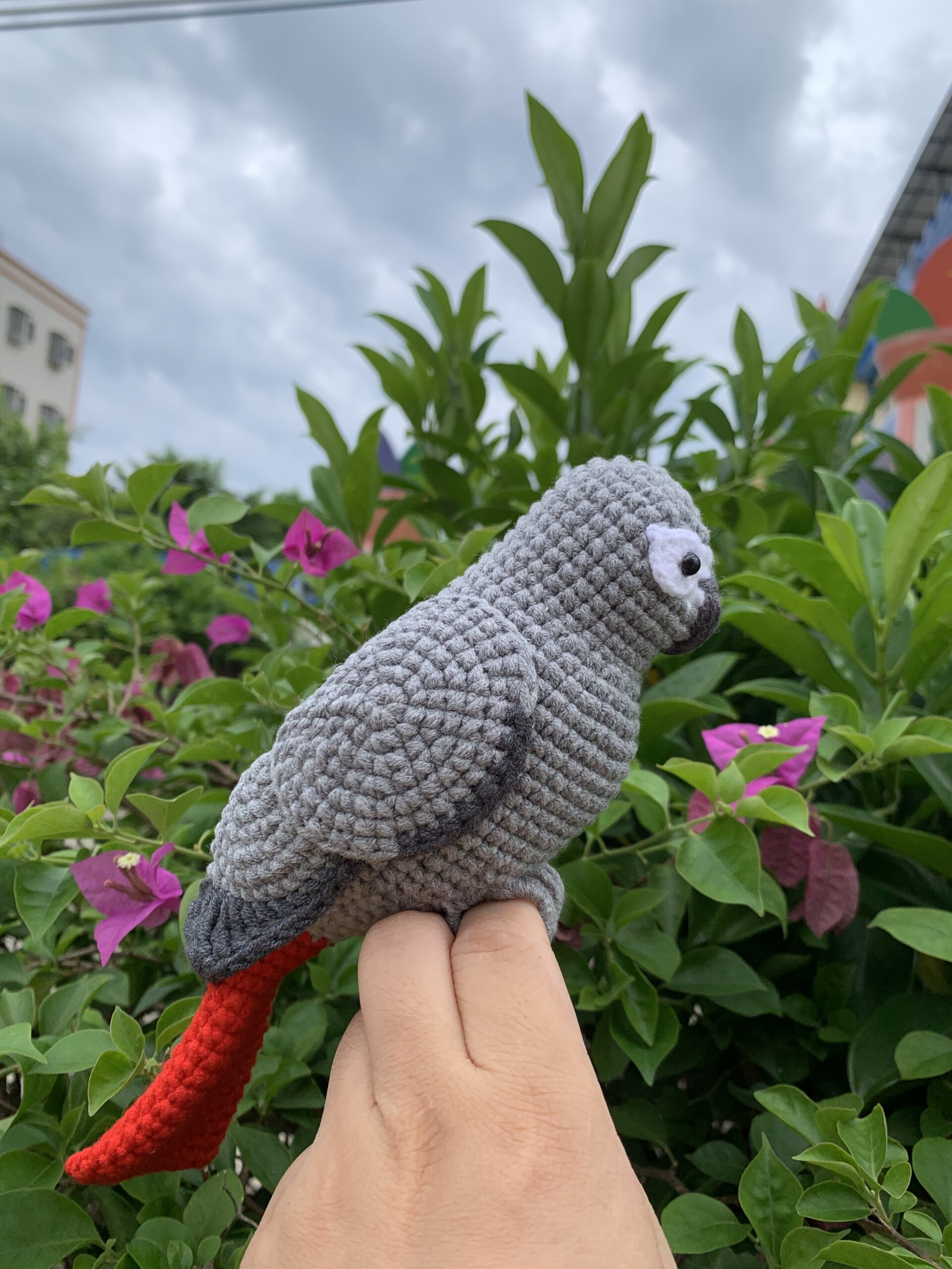Custom African Grey Parrot Replica – Handmade Crochet Portrait from Photo, Small & Large Sizes - Image 15