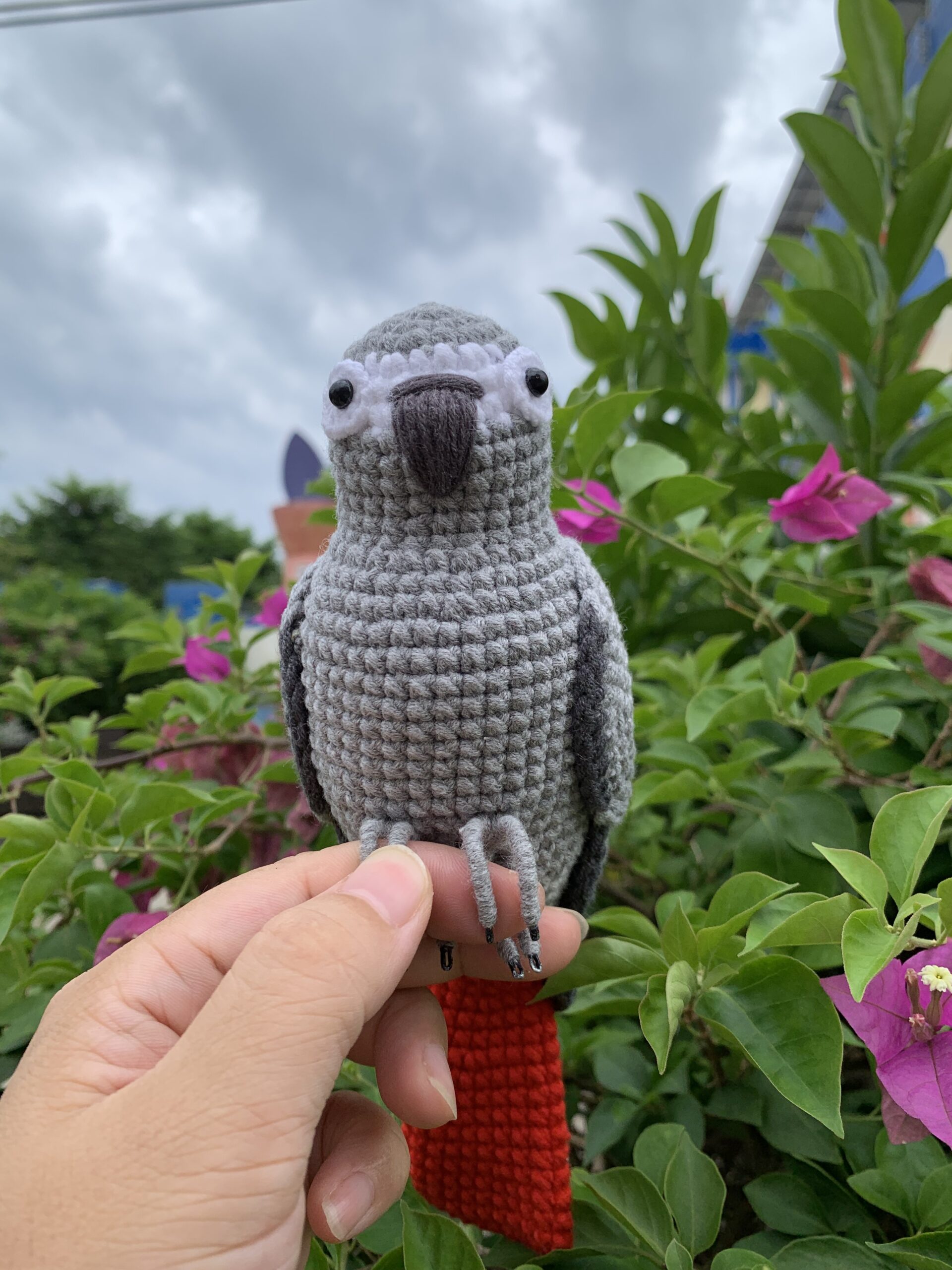 Custom African Grey Parrot Replica – Handmade Crochet Portrait from Photo, Small & Large Sizes - Image 14