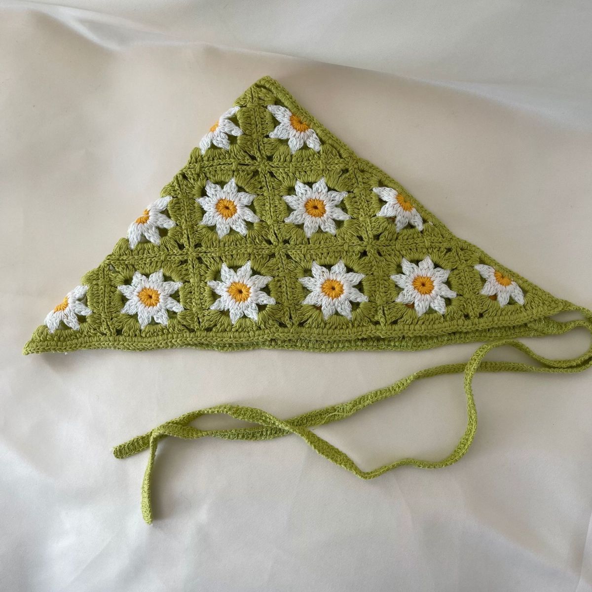 Handmade Crochet Bandana – Boho Floral Triangle Headscarf, 11 Styles, Cute Summer Hair Accessory - Image 14