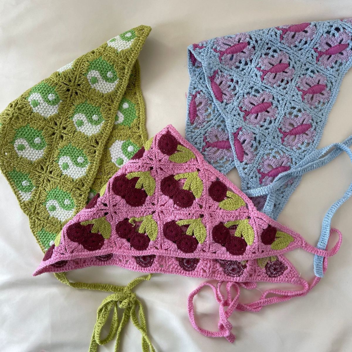 Handmade Crochet Bandana – Boho Floral Triangle Headscarf, 11 Styles, Cute Summer Hair Accessory - Image 8