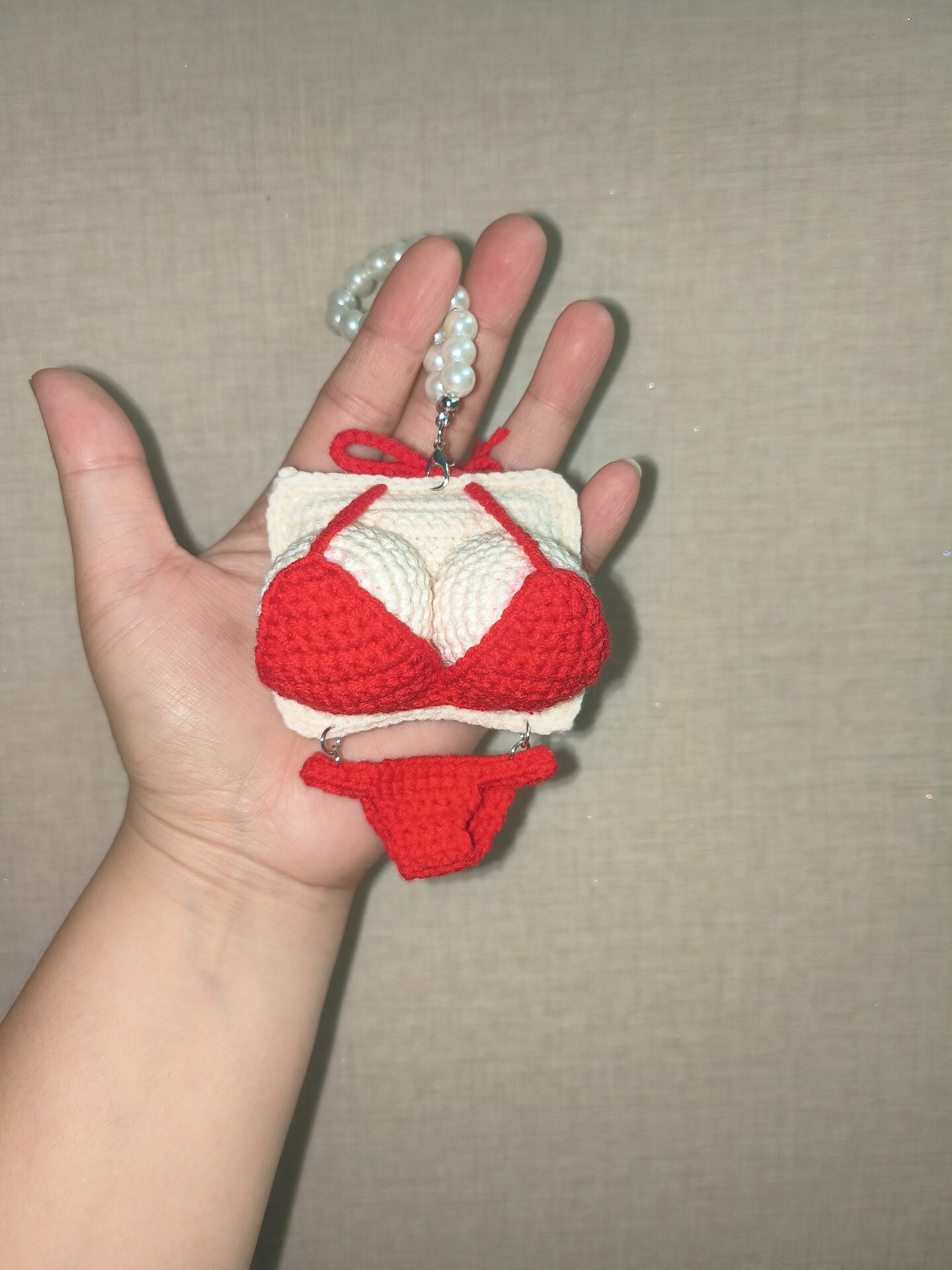 Crochet Bikini Keychain – Mini Swimsuit Bag Charm & Car Hanging Ornament - Image 3