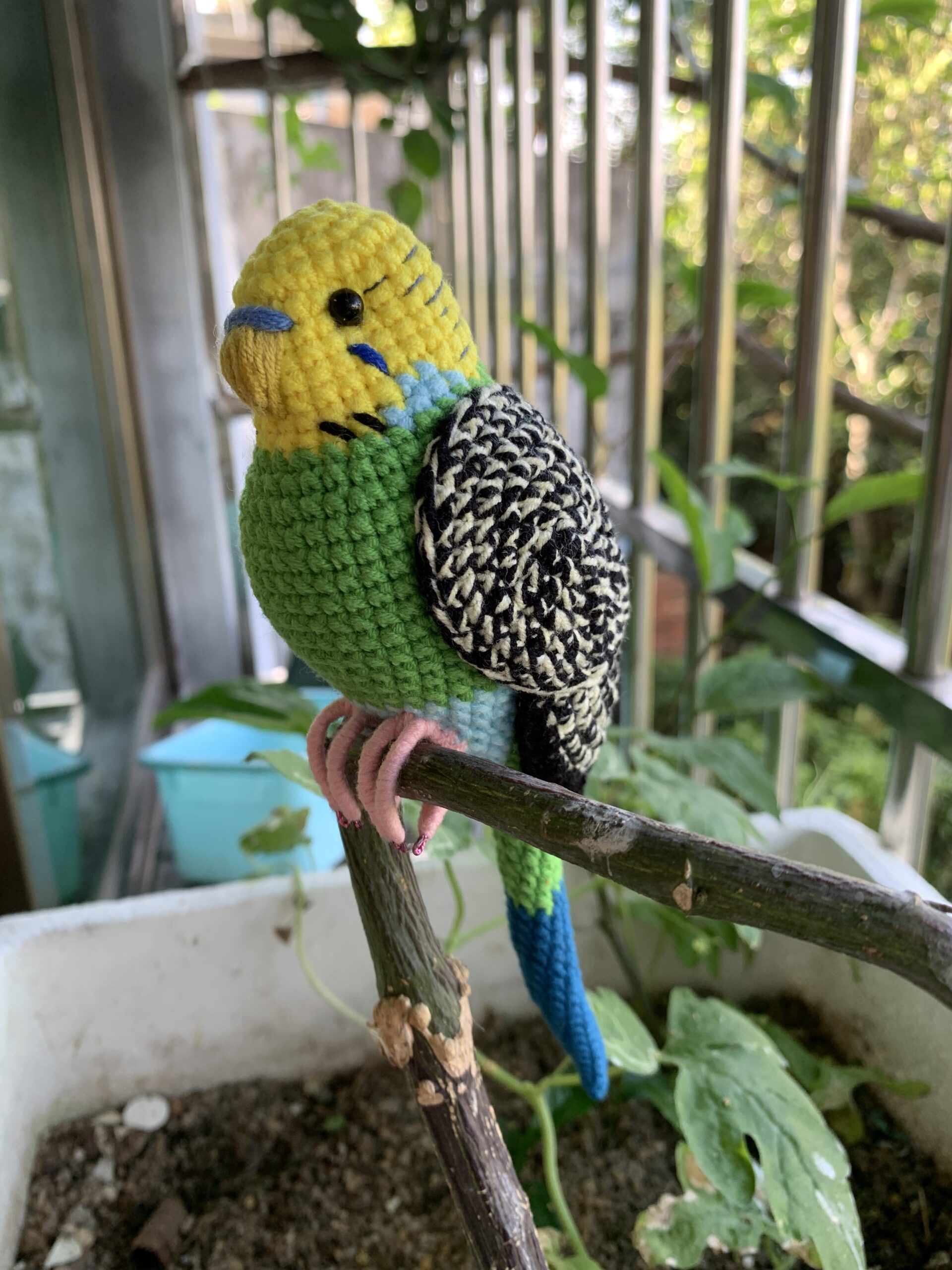 Custom Crochet Parakeet Keychain, Handmade Budgie Bird with Bell, Personalized Pet Keepsake - Image 6