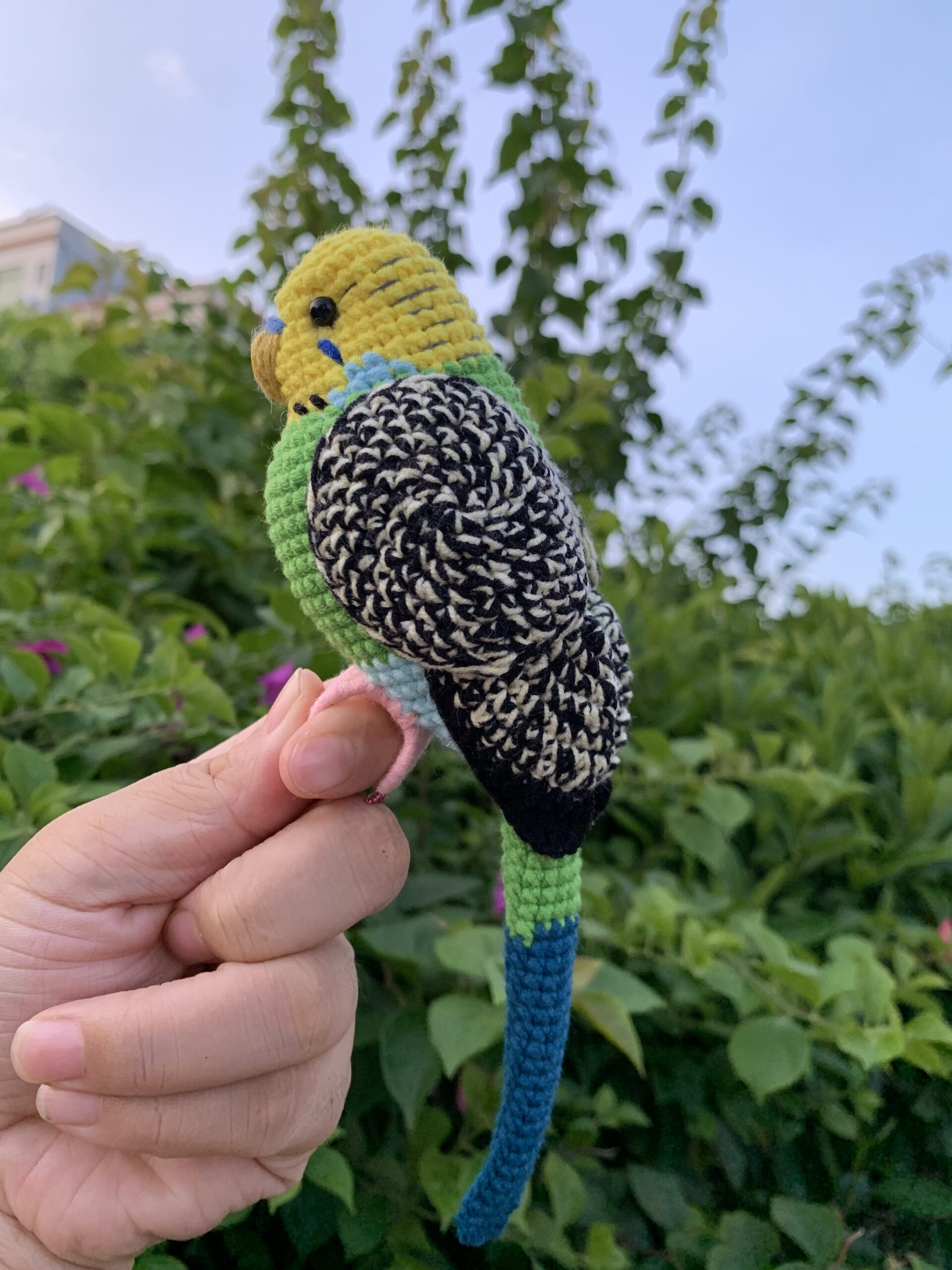 Custom Crochet Parakeet Keychain, Handmade Budgie Bird with Bell, Personalized Pet Keepsake - Image 15