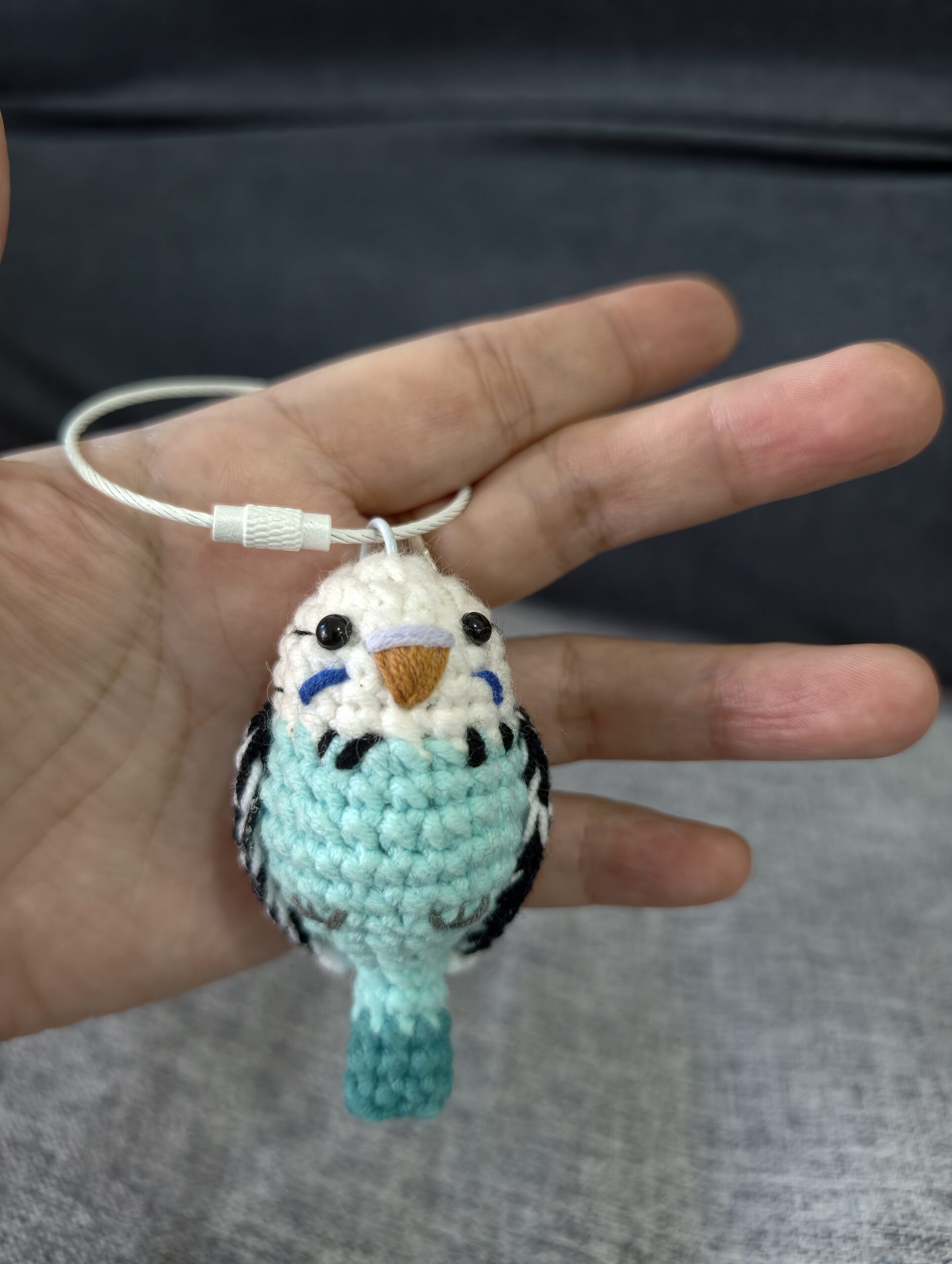 Custom Crochet Budgie Keychain with Bell, Realistic Parakeet Plush, Personalized Pet Portrait, Small & Large - Image 7