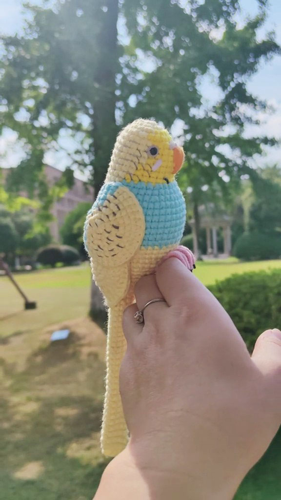 Custom Crochet Budgie Keychain with Bell, Realistic Parakeet Plush, Personalized Pet Portrait, Small & Large - Image 9