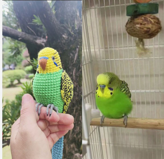 Custom Crochet Budgie Keychain with Bell, Realistic Parakeet Plush, Personalized Pet Portrait, Small & Large - Image 2