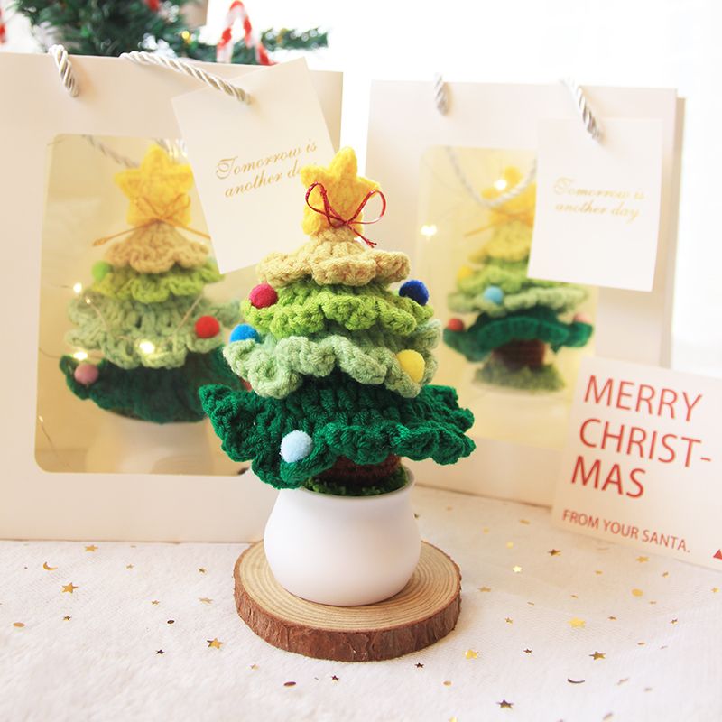 Handmade Crochet Christmas Tree in Pot – Mini Yarn Xmas Tree Tabletop Decor, Cute Holiday Desk Ornament - Image 5