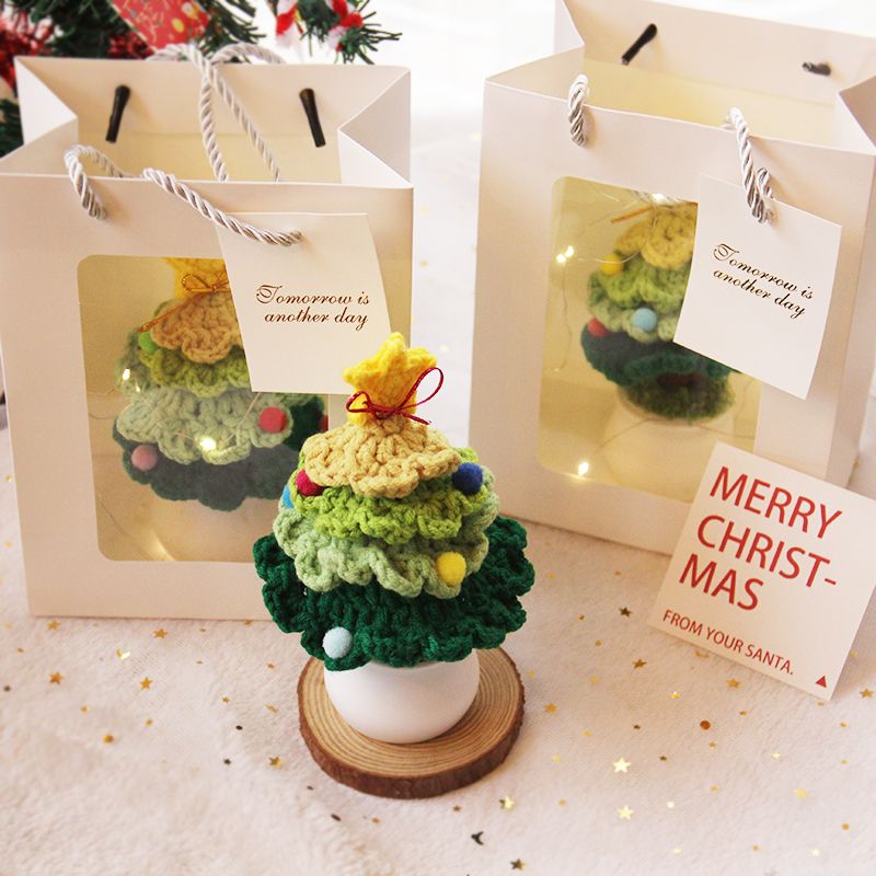 Handmade Crochet Christmas Tree in Pot – Mini Yarn Xmas Tree Tabletop Decor, Cute Holiday Desk Ornament - Image 6