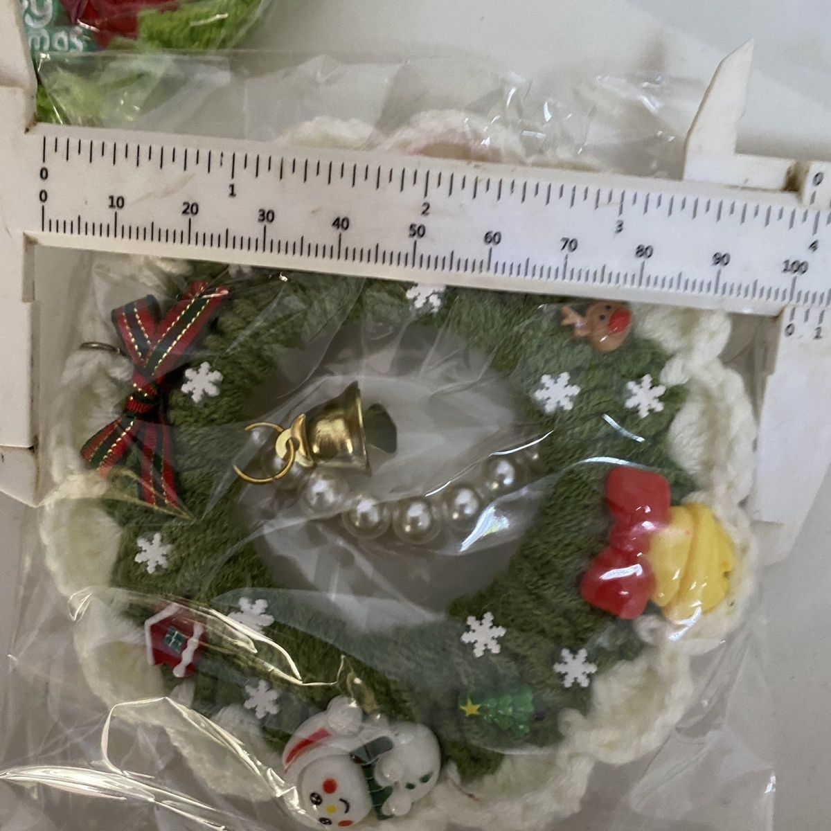 Handmade Crochet Garland Christmas Wreath Ornament – Pearl Chain Hanging Decoration for Bag, Car & Tree (Approx. 10 cm) - Image 7