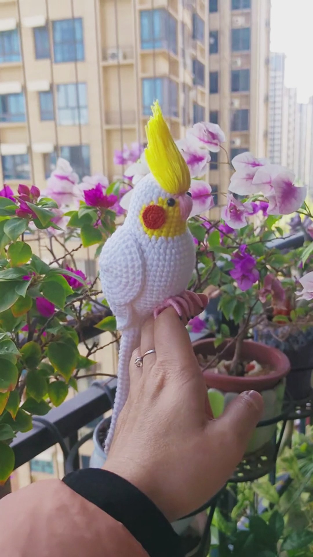 Custom Crochet Cockatiel – Handmade White-Faced Bird Plush, Small Keychain with Bell or Large Display, Personalized Pet Portrait - Image 6