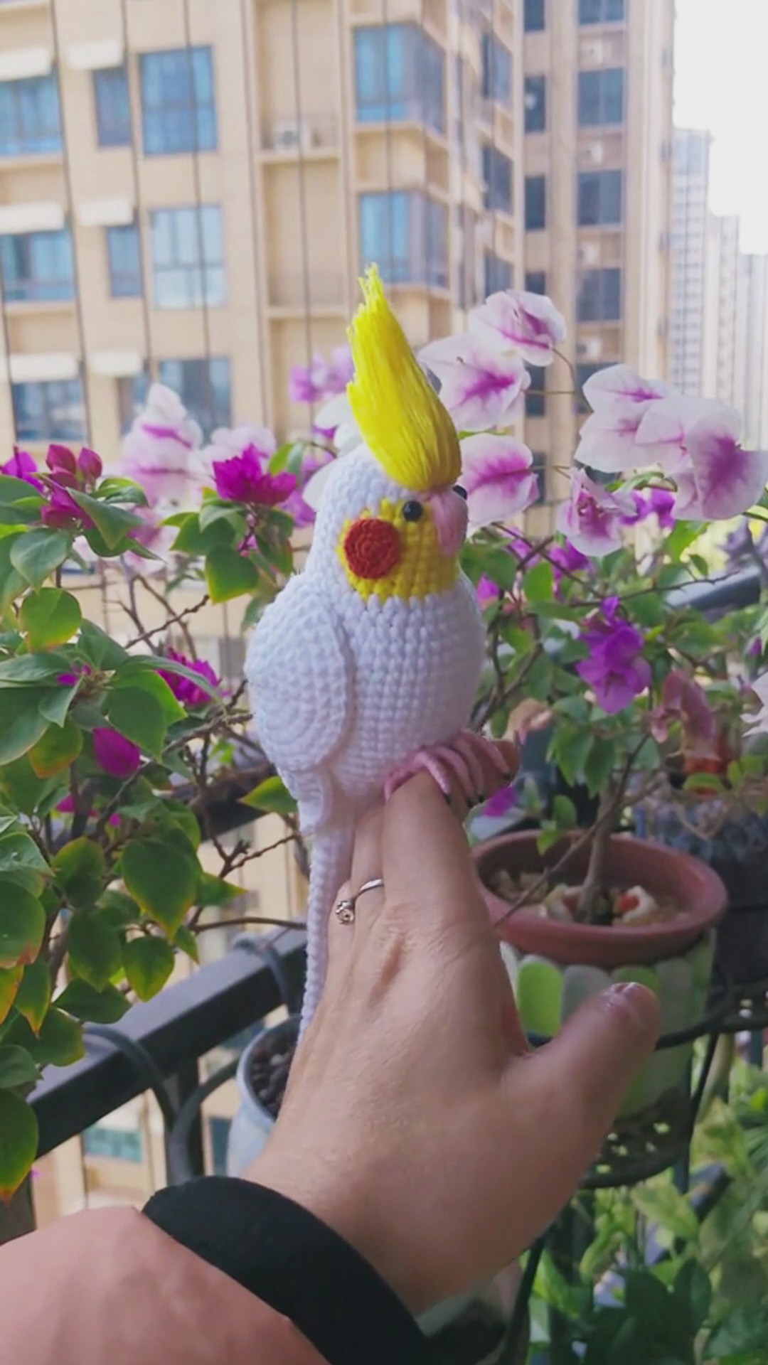 Custom Crochet Cockatiel – Handmade White-Faced Bird Plush, Small Keychain with Bell or Large Display, Personalized Pet Portrait - Image 7