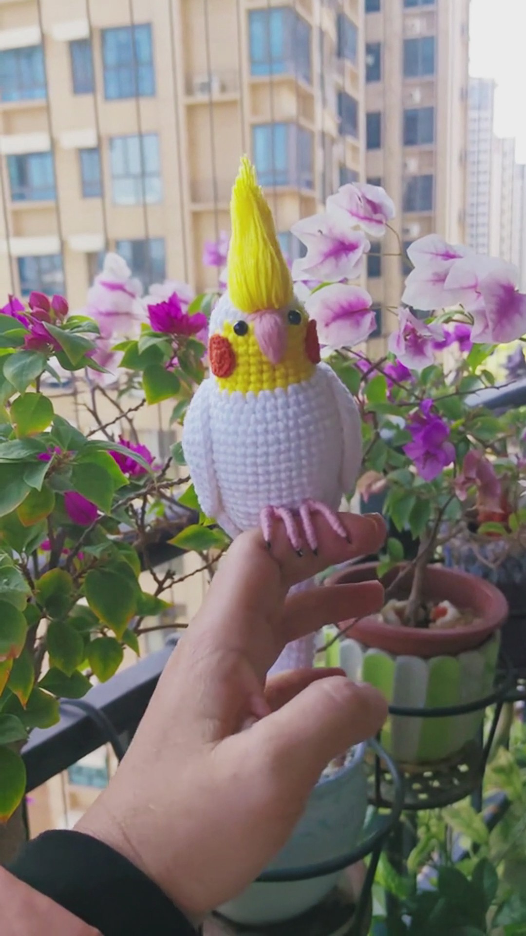 Custom Crochet Cockatiel – Handmade White-Faced Bird Plush, Small Keychain with Bell or Large Display, Personalized Pet Portrait - Image 8