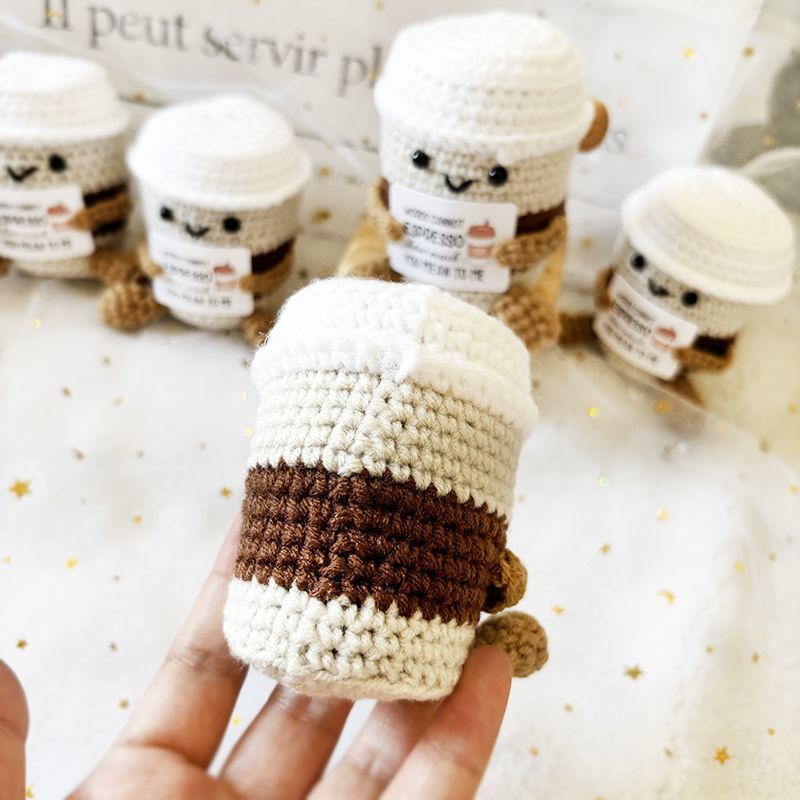 Crochet Coffee Cup Plush – Cute Handmade Amigurumi Espresso Buddy with Funny Pun Card, Gift for Coffee Lovers, Best Friend Gift & Desk Decor - Image 7