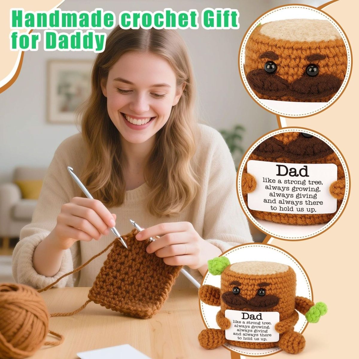 Crochet Dad Tree Plush – Handmade "Like a Strong Tree" Father's Day Gift - Image 3