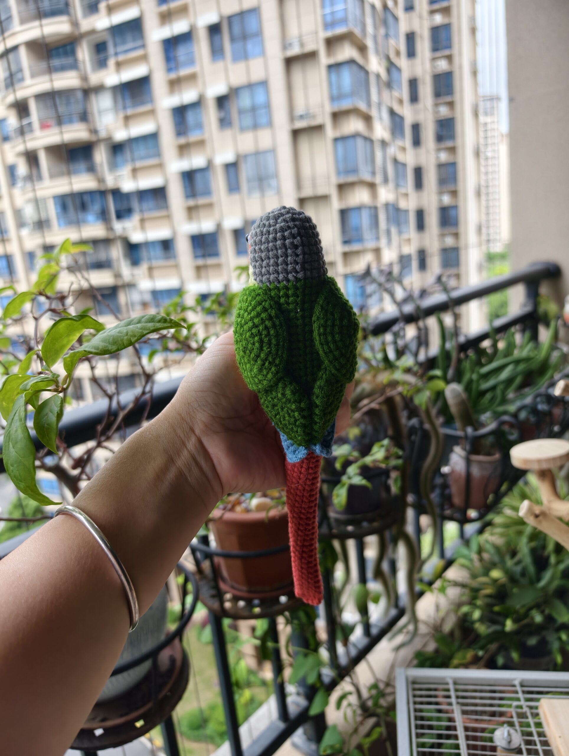 Custom Crochet Green Cheek Conure Figurine, Realistic Pet Portrait, Pineapple Parrot Toy (Small/Large) - Image 2