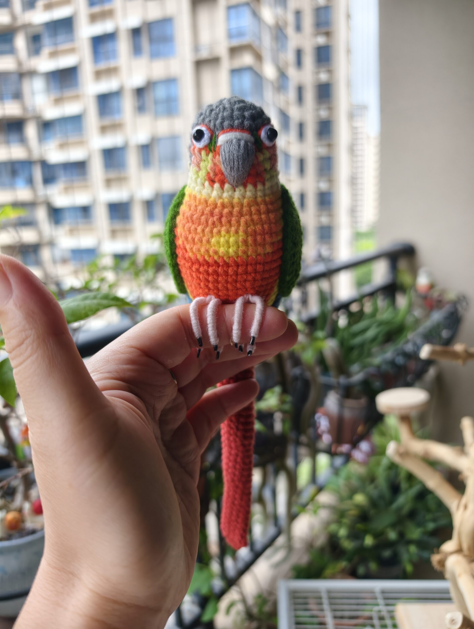 Custom Crochet Green Cheek Conure Figurine, Realistic Pet Portrait, Pineapple Parrot Toy (Small/Large) - Image 7