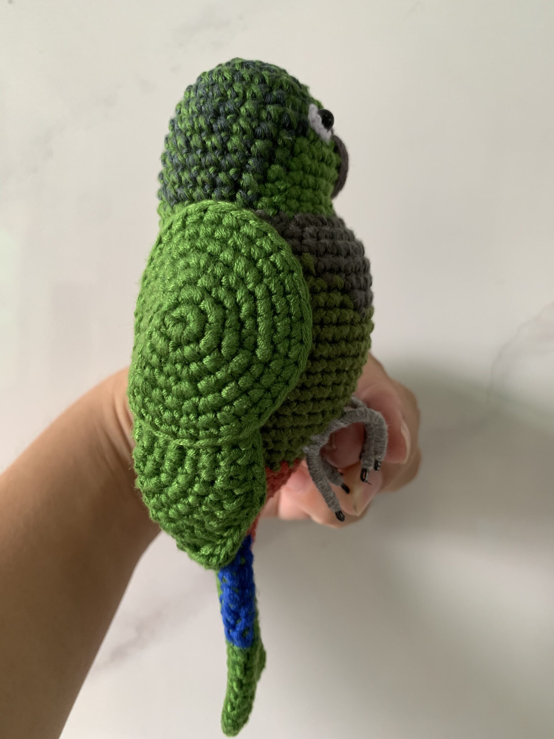 Custom Crochet Green Cheek Conure Parrot, Photo Memorial Keepsake, Handmade Bird Figurine - Image 12