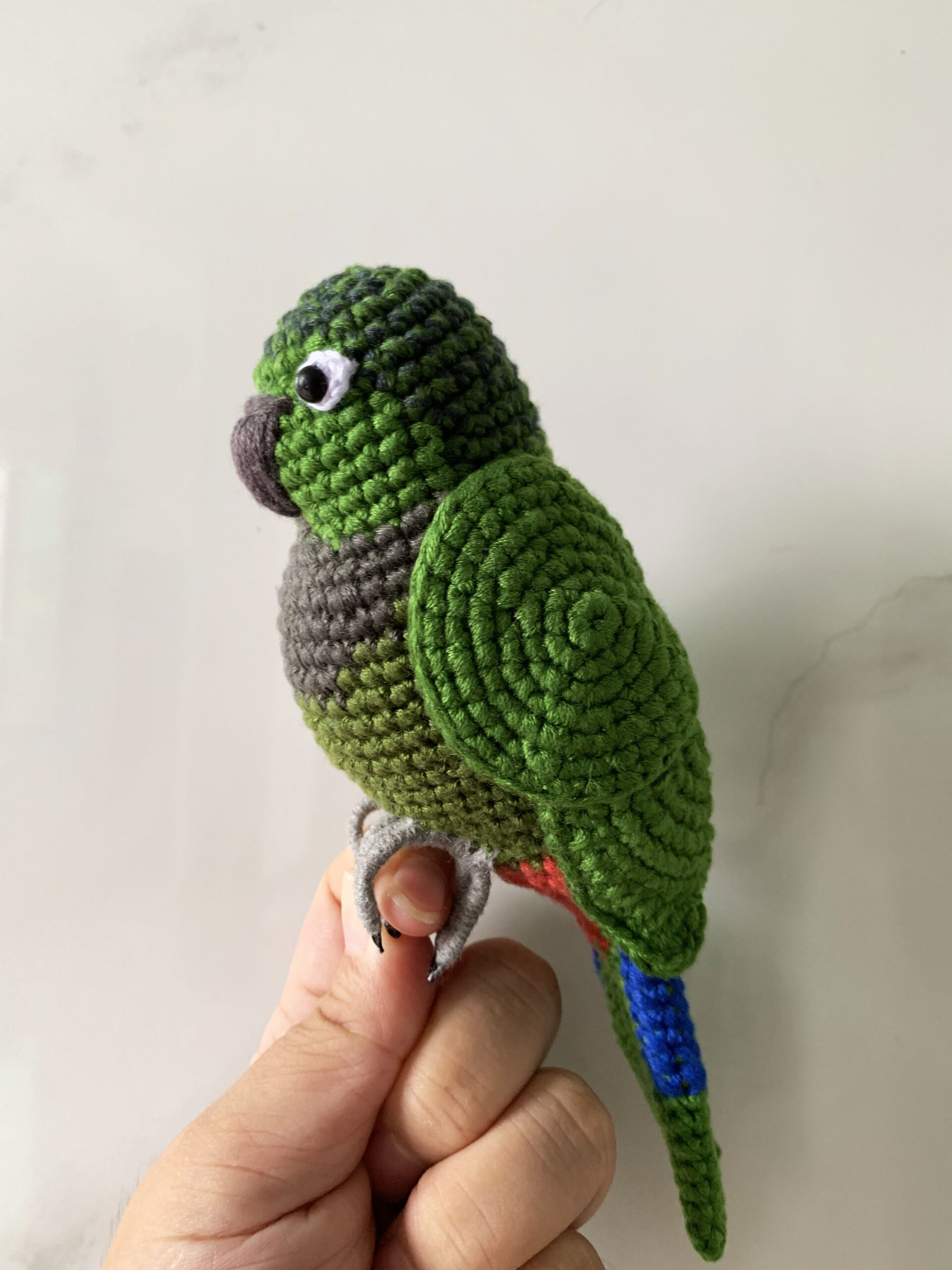 Custom Crochet Green Cheek Conure Parrot, Photo Memorial Keepsake, Handmade Bird Figurine - Image 15