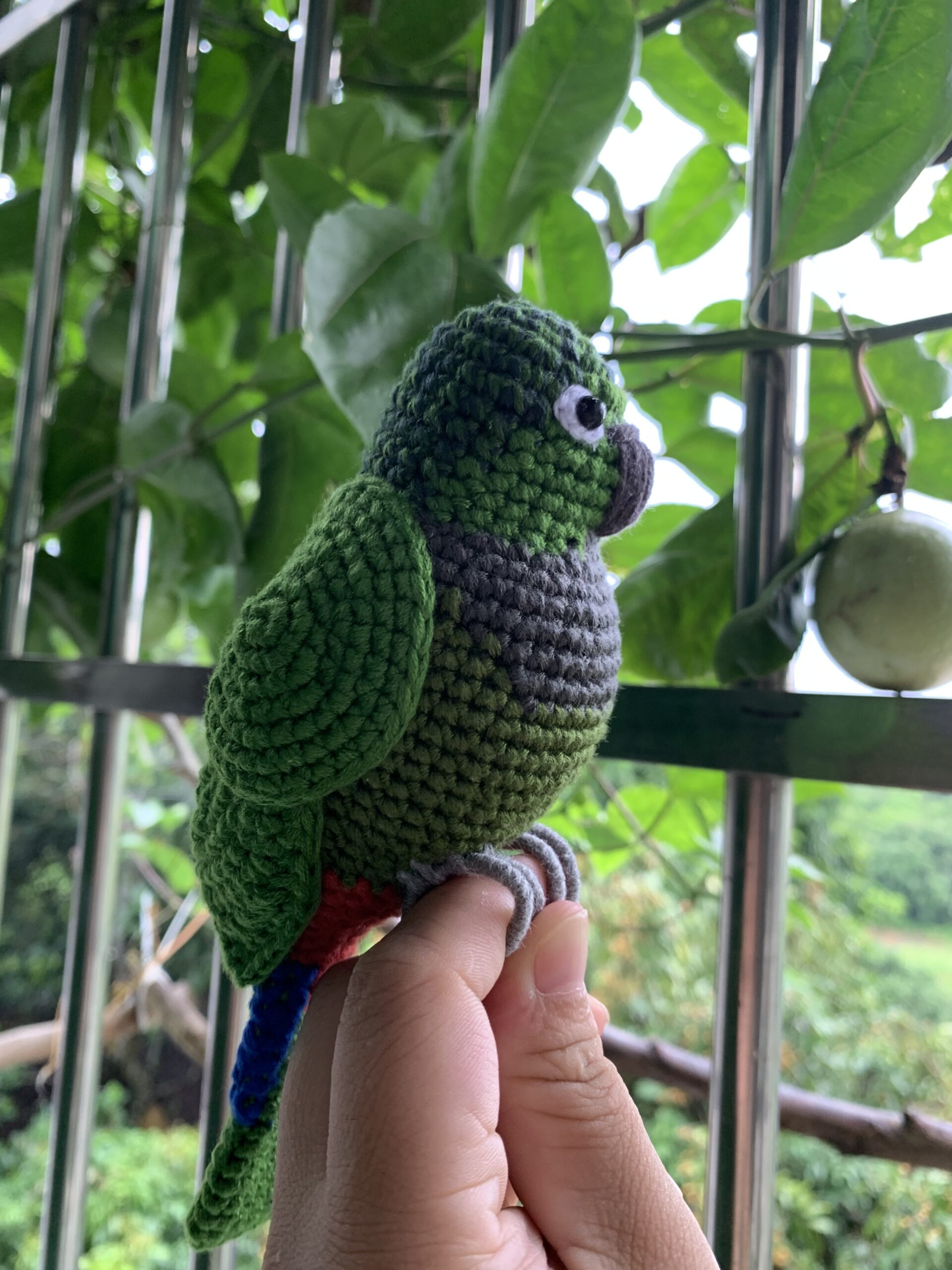 Custom Crochet Green Cheek Conure Parrot, Photo Memorial Keepsake, Handmade Bird Figurine - Image 6