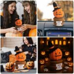 Crochet Halloween Amigurumi – Cute Witch Ghost & Jack-o'-Lantern Pot, Handmade Spooky Desk Decor & Car Accessory, Halloween Gift