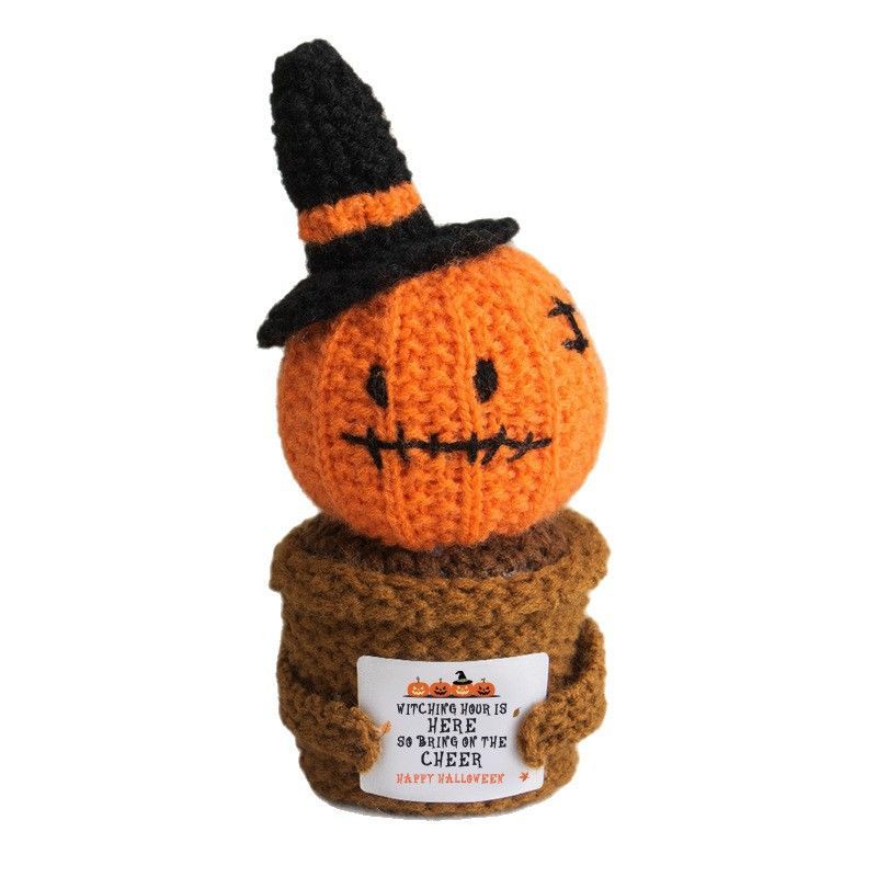 Crochet Halloween Amigurumi – Cute Witch Ghost & Jack-o'-Lantern Pot, Handmade Spooky Desk Decor & Car Accessory, Halloween Gift - Image 7