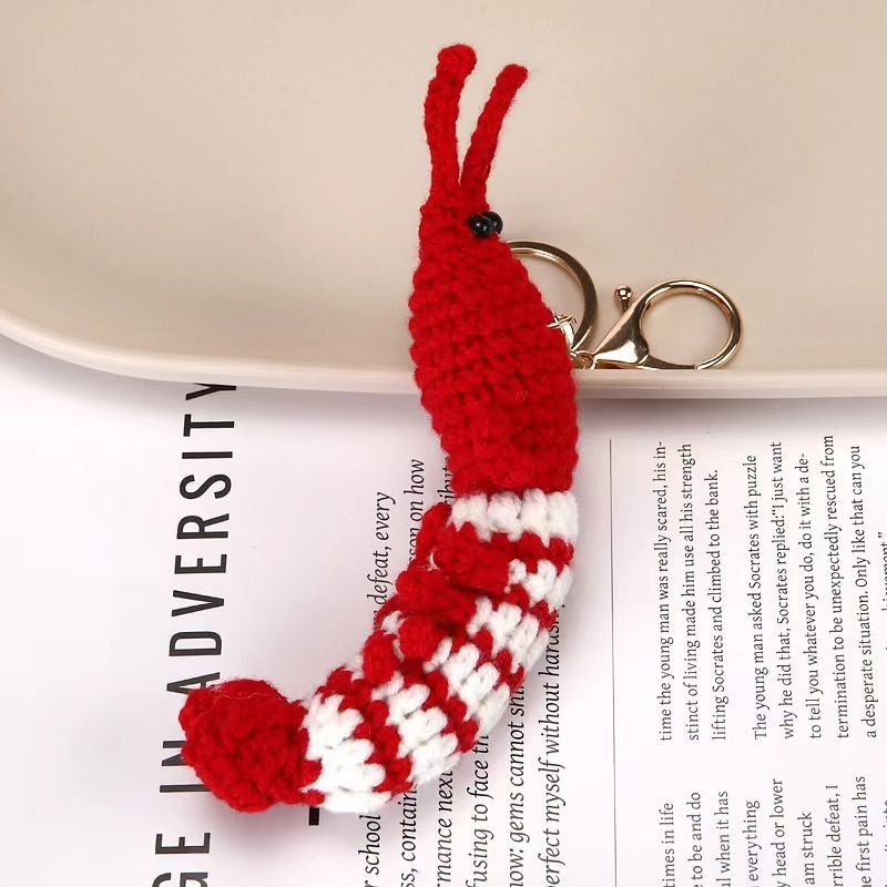 Handmade Crochet Lobster Keychain – Cute Red & Orange Shrimp Bag Charm with Gold Clasp, Ocean Animal Pendant, Unique Foodie Gift - Image 4