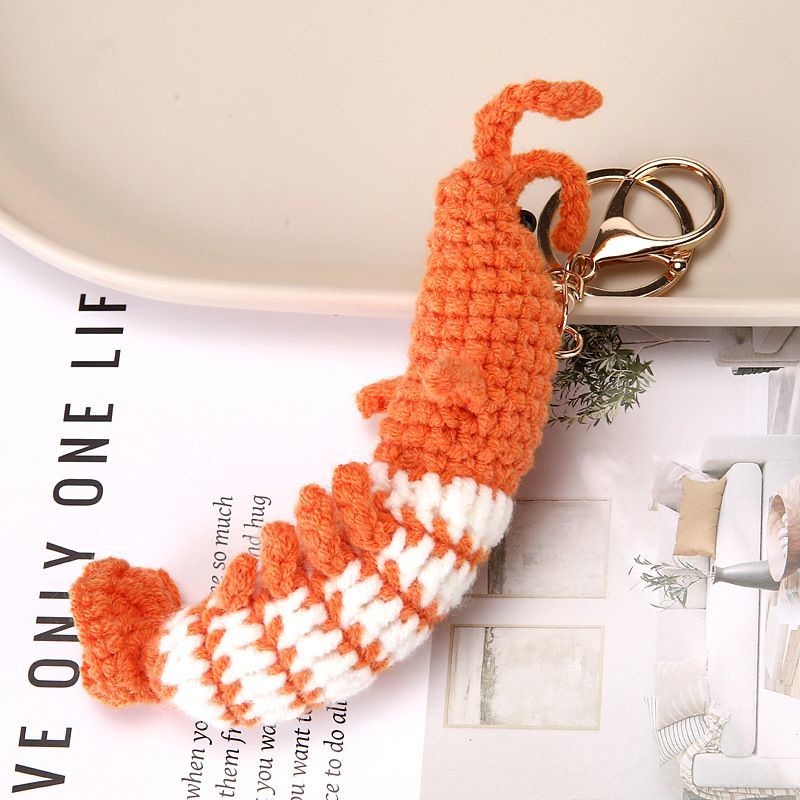 Handmade Crochet Lobster Keychain – Cute Red & Orange Shrimp Bag Charm with Gold Clasp, Ocean Animal Pendant, Unique Foodie Gift - Image 5