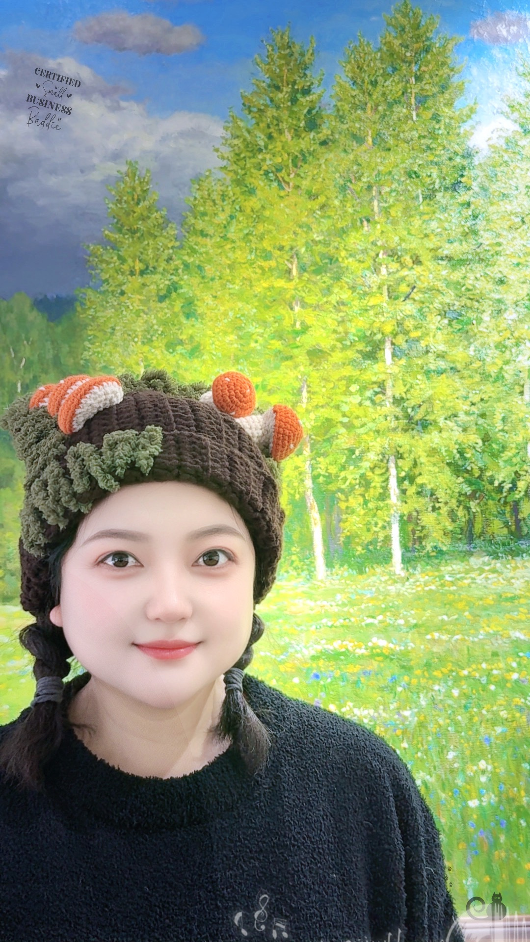 Handmade Crochet Mushroom Hat – Crochet Forest Moss Knit Hat with 3D Mushrooms, Cottagecore Aesthetic Winter Cap, 4 Colors Available