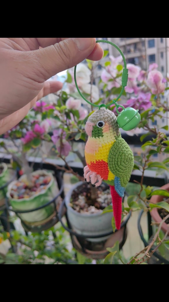 Custom Crochet Pineapple Conure – Handmade Green Cheek Plush, Small Keychain or Large Display, Personalized Pet Bird Portrait - Image 7