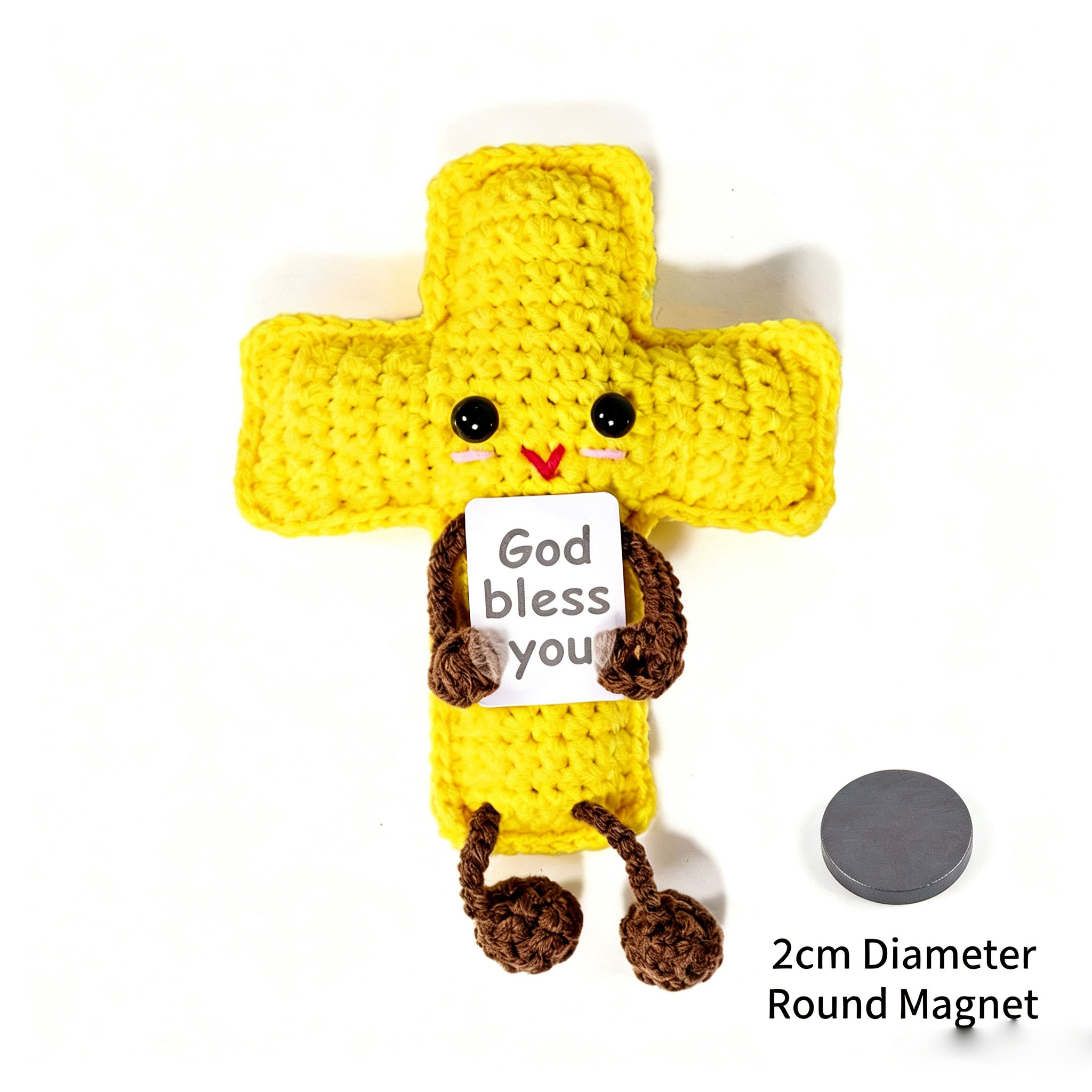 Crochet Positive Cross Plush – Handmade "God Bless You" Gift - Image 3
