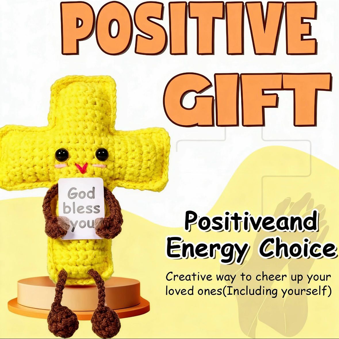 Crochet Positive Cross Plush – Handmade "God Bless You" Gift - Image 4