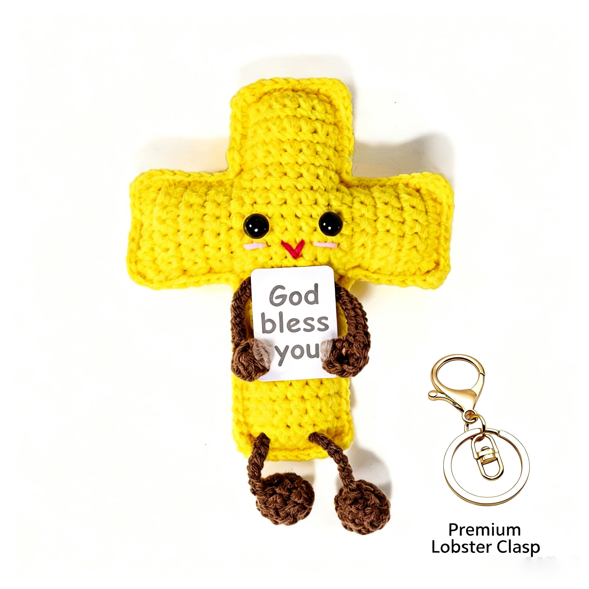Crochet Positive Cross Plush – Handmade "God Bless You" Gift - Image 7