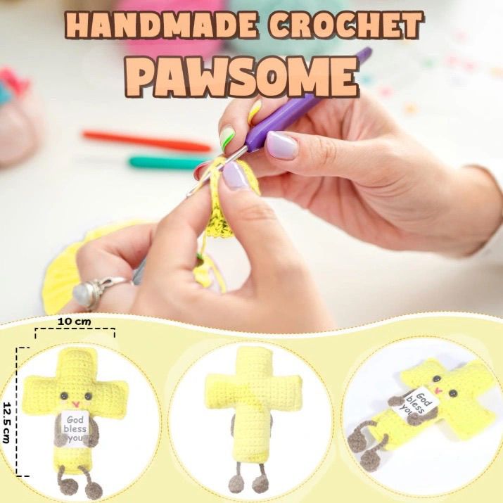 Crochet Positive Cross Plush – Handmade "God Bless You" Gift - Image 8