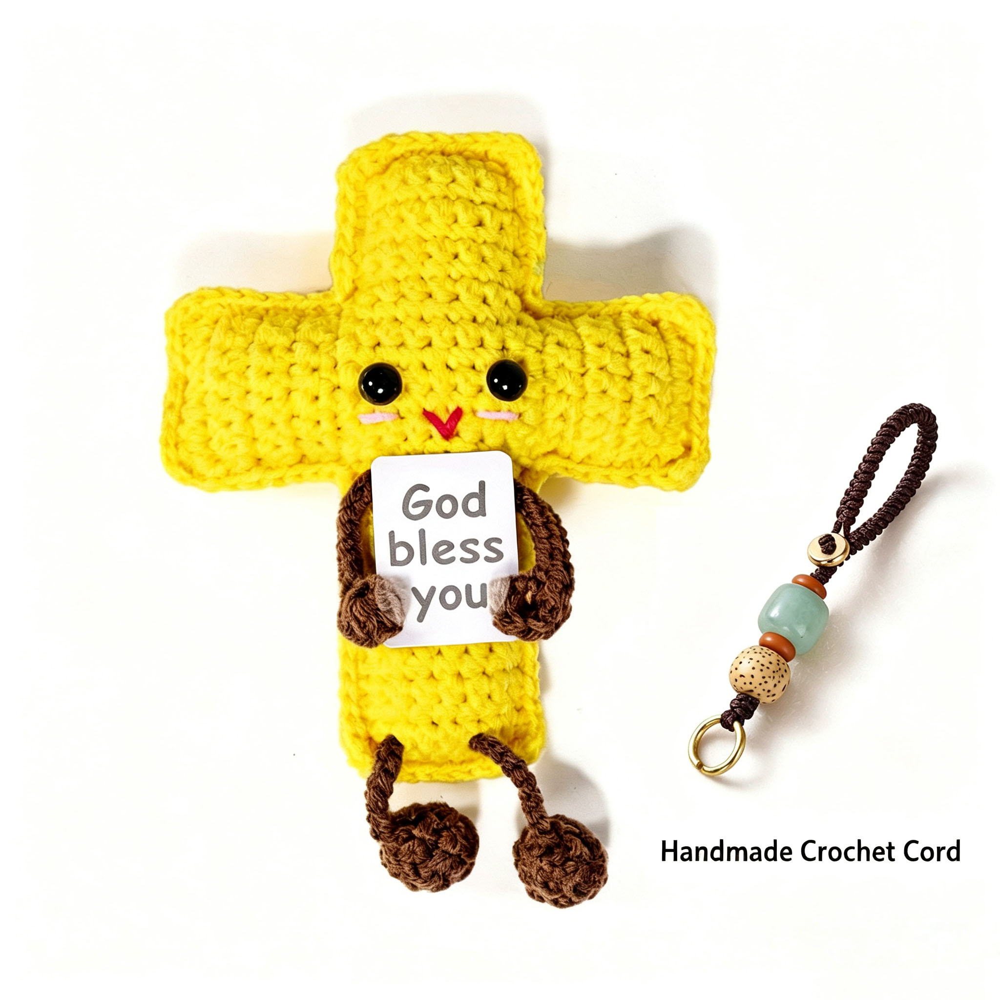 Crochet Positive Cross Plush – Handmade "God Bless You" Gift - Image 9