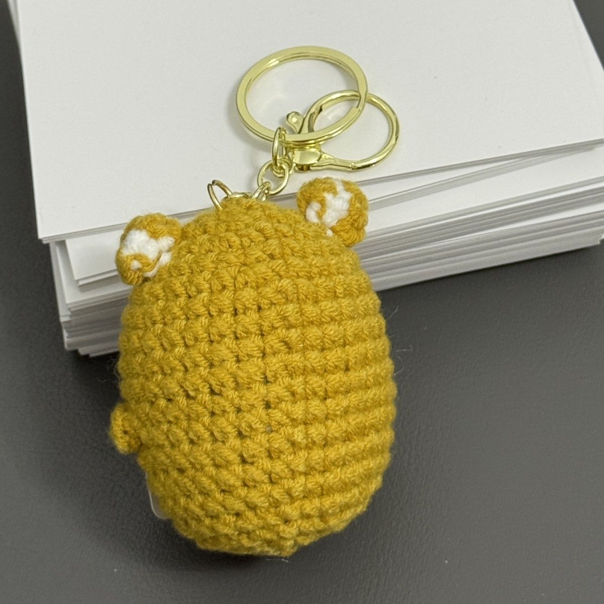 Crochet Puppy Keychain – Handmade "Paws-itively Amazing" Plush with Gold Clasp, Sweet Dog Lover Gift for Best Friend & Girlfriend - Image 2