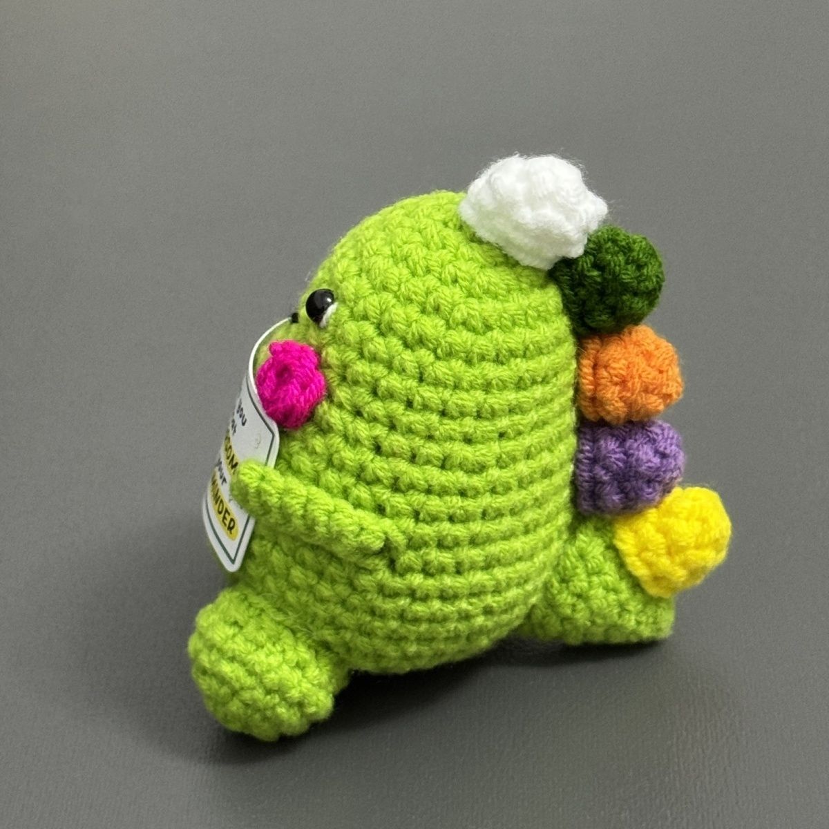 Crochet Rainbow Dino Plush – Handmade "I Love You" & "Roarsome" Gift, 2 Styles - Image 2