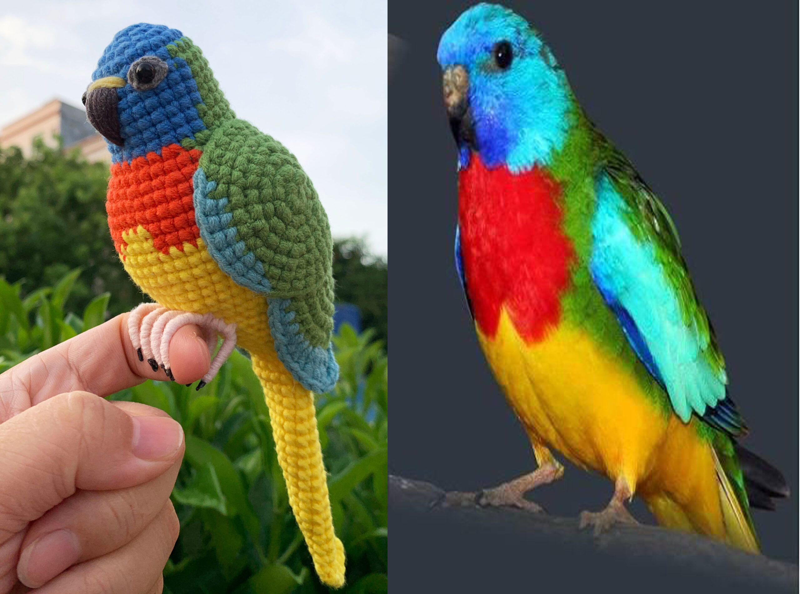 Custom Crocheted Eclectus Parrot Plush, Realistic Pet Portrait Toy (Small/Large) - Image 2
