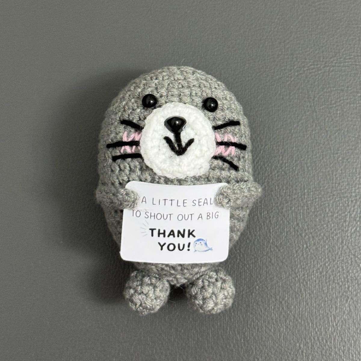 Crochet Seal Keychain – Handmade "Thank You" Amigurumi Plush with Gold Clasp, Perfect Gift for Teacher, Best Friend & Appreciation - Image 5