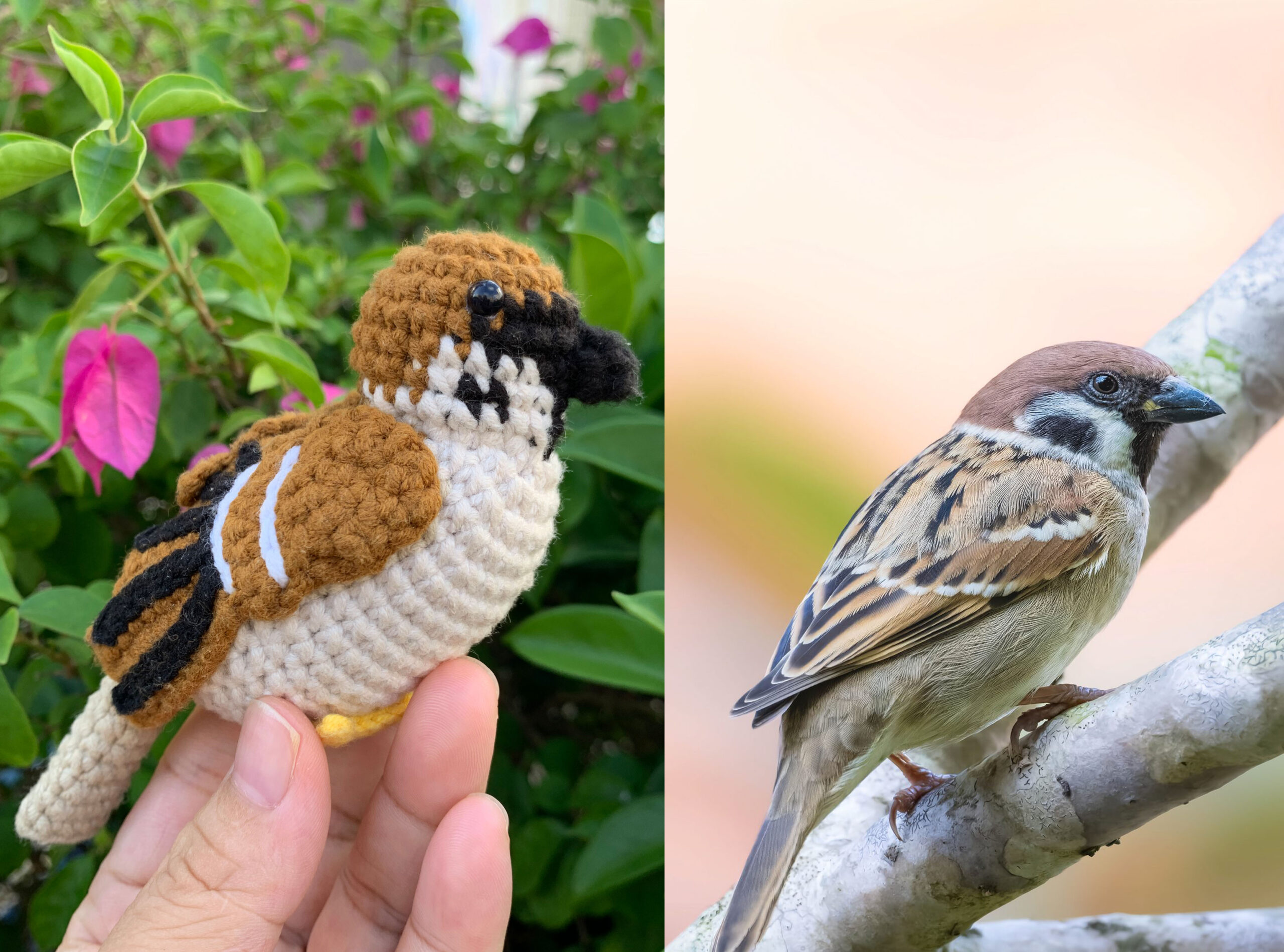 Realistic Crochet Sparrow Figurine, Amigurumi Bird Toy, Nature Lover Desk Decor - Image 5