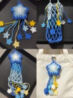 Crochet Water Bottle Bag & Star Charm – Handmade 2-in-1 Tumbler Carrier, Cute Bottle Sleeve Pouch for Bags, 5 Styles Available