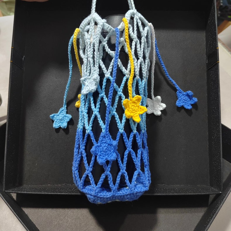 Crochet Water Bottle Bag & Star Charm – Handmade 2-in-1 Tumbler Carrier, Cute Bottle Sleeve Pouch for Bags, 5 Styles Available - Image 4