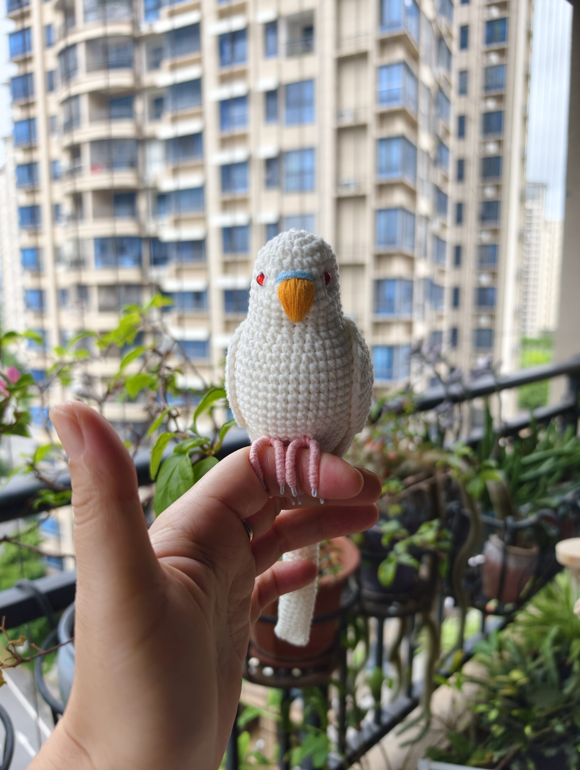 Custom Crochet White Budgie Figurine, Personalized Bird Memorial Keepsake - Image 2