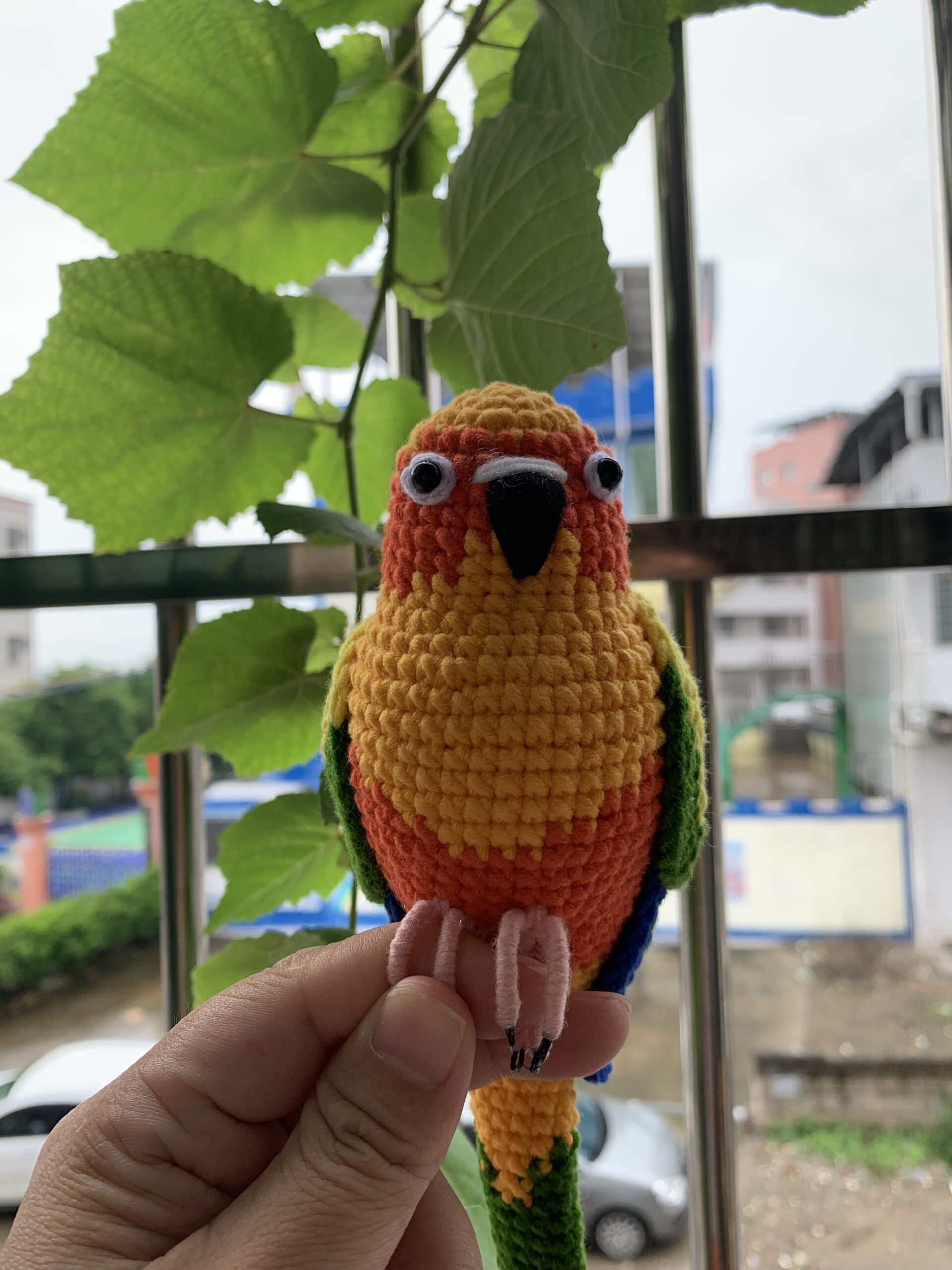 Custom Crochet Sun Conure Sculpture, Handmade Parrot Portrait (Small or Large) - Image 2