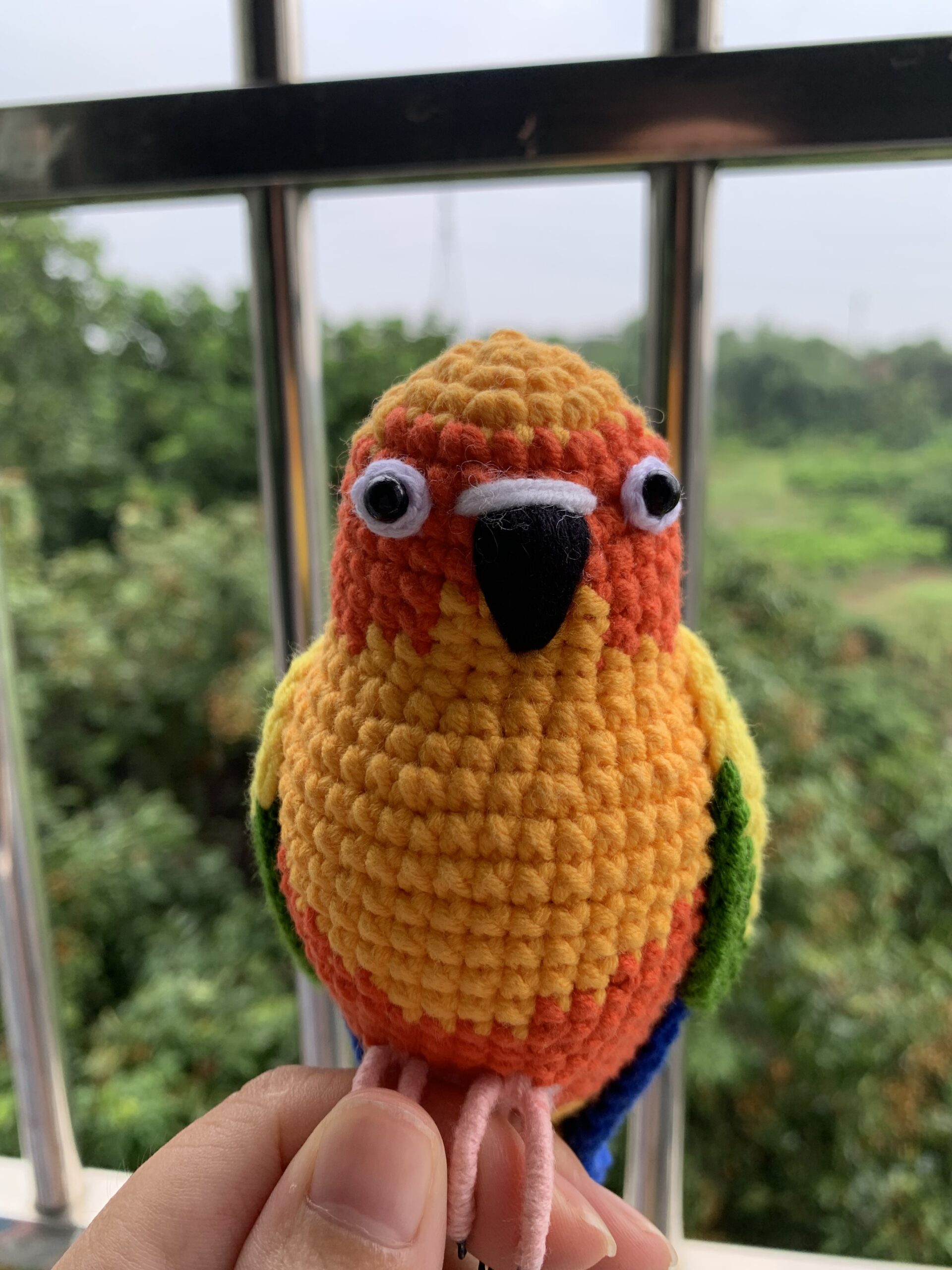 Custom Crochet Sun Conure Sculpture, Handmade Parrot Portrait (Small or Large) - Image 11